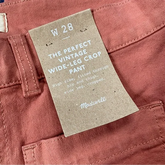 ❌SOLD🏷️NWT Madewell The Perfect Vintage Wide-Leg Crop Pants - Picture 9 of 9